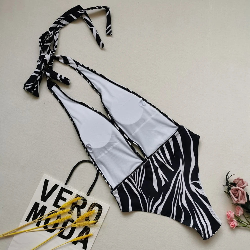 Go Uma Untamed Allure – Sexy Fierce Print Tie-Front One-Piece Plus Size