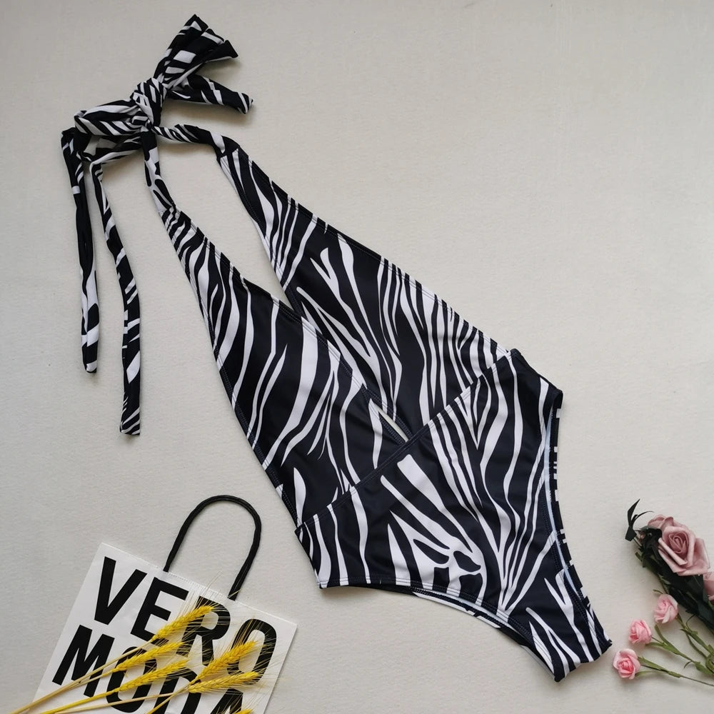 Go Uma Untamed Allure – Sexy Fierce Print Tie-Front One-Piece Plus Size