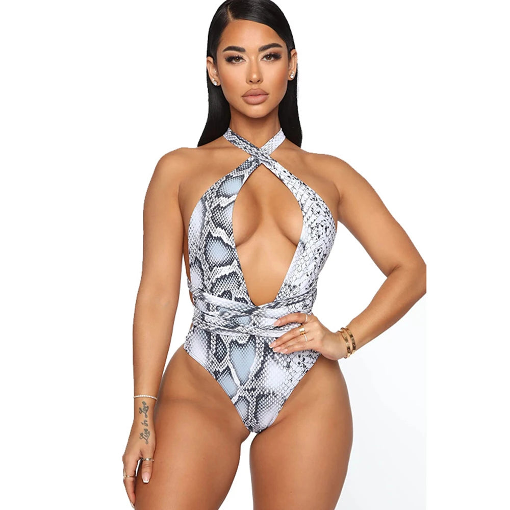 Go Uma Untamed Allure – Sexy Fierce Print Tie-Front One-Piece Plus Size