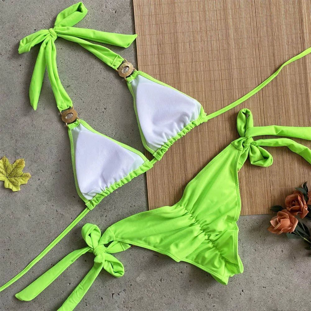 Go Yaya Luxe Sexy Jewel Halter Top Swimsuit