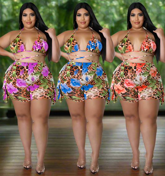 Go Savana Shoreline Sexy Plus Size Two Piece Swimsuit Set