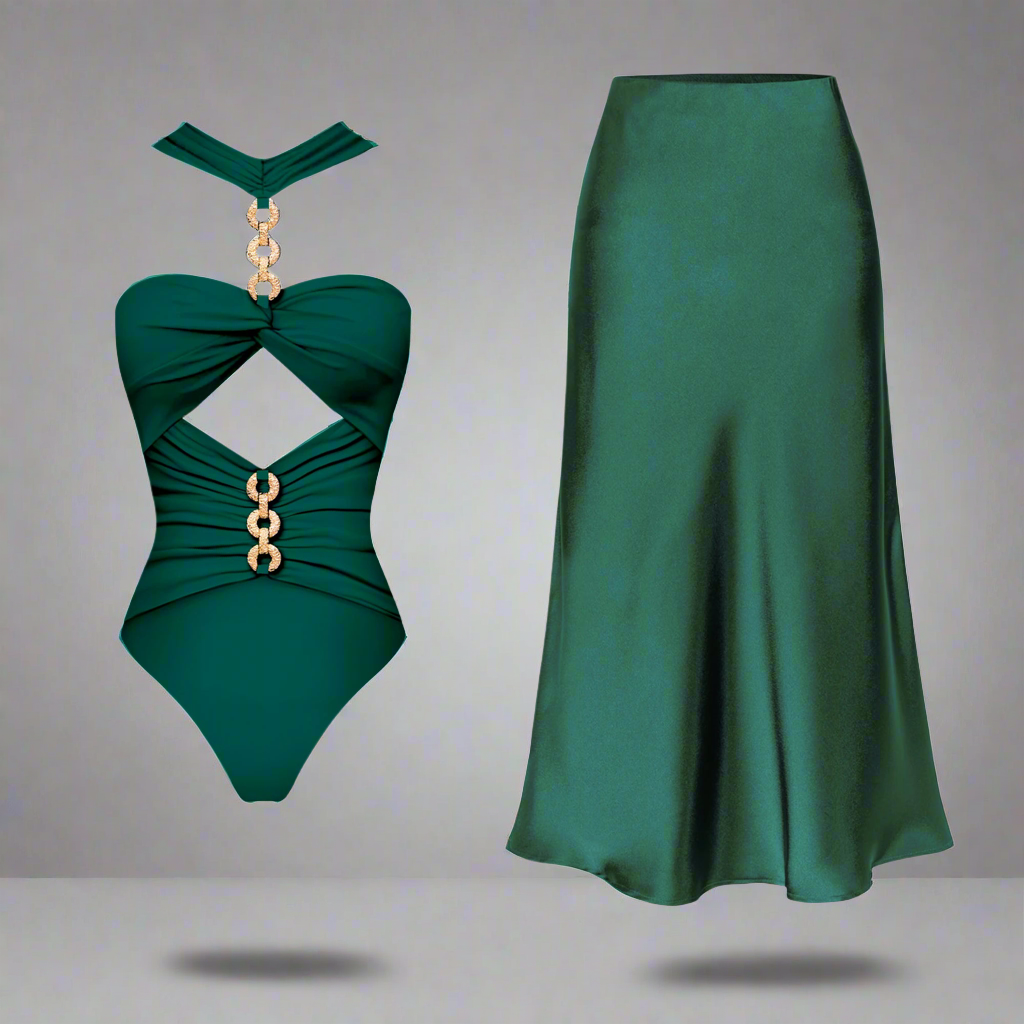 Go Iris Luxe Emerald Gold Ring One-Piece Set