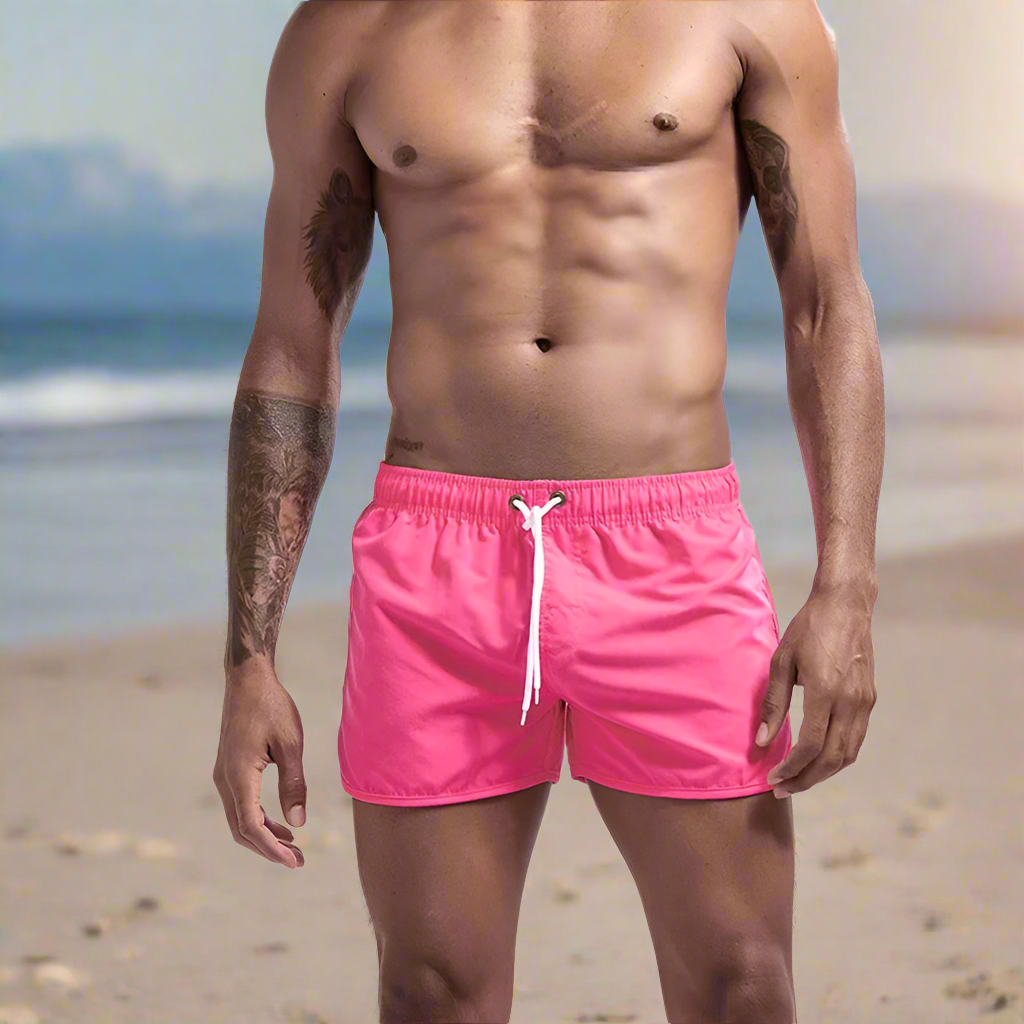Go Seth Solid Color Men’s Beach Bum Trunks
