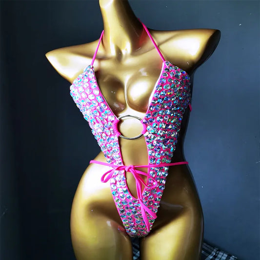 Go Twin Twinkle Me Sexy Luxe Crystal Cutout Monokini