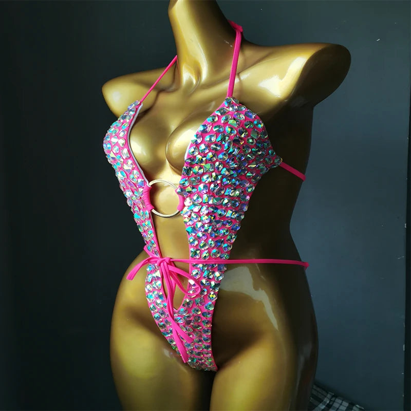 Go Twin Twinkle Me Sexy Luxe Crystal Cutout Monokini