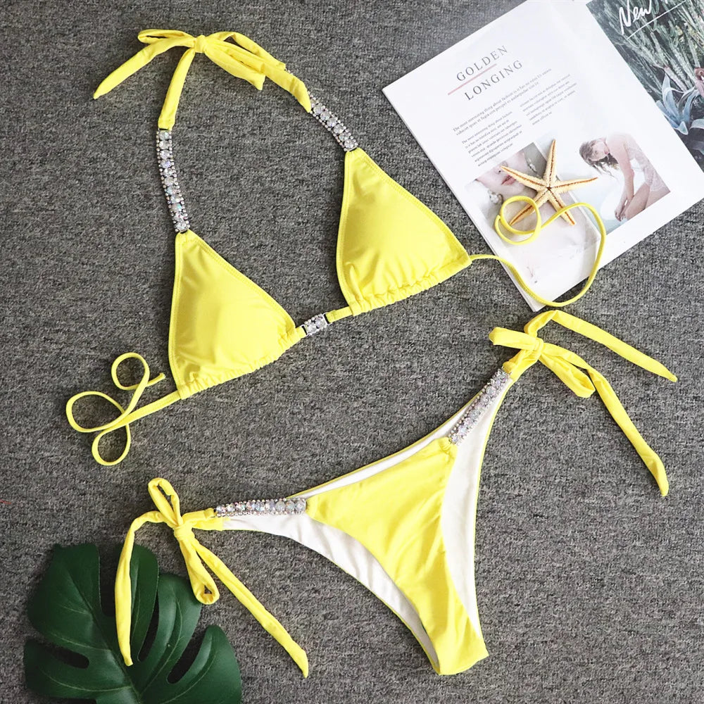 Go Yaya Luxe Sexy Jewel Halter Top Swimsuit