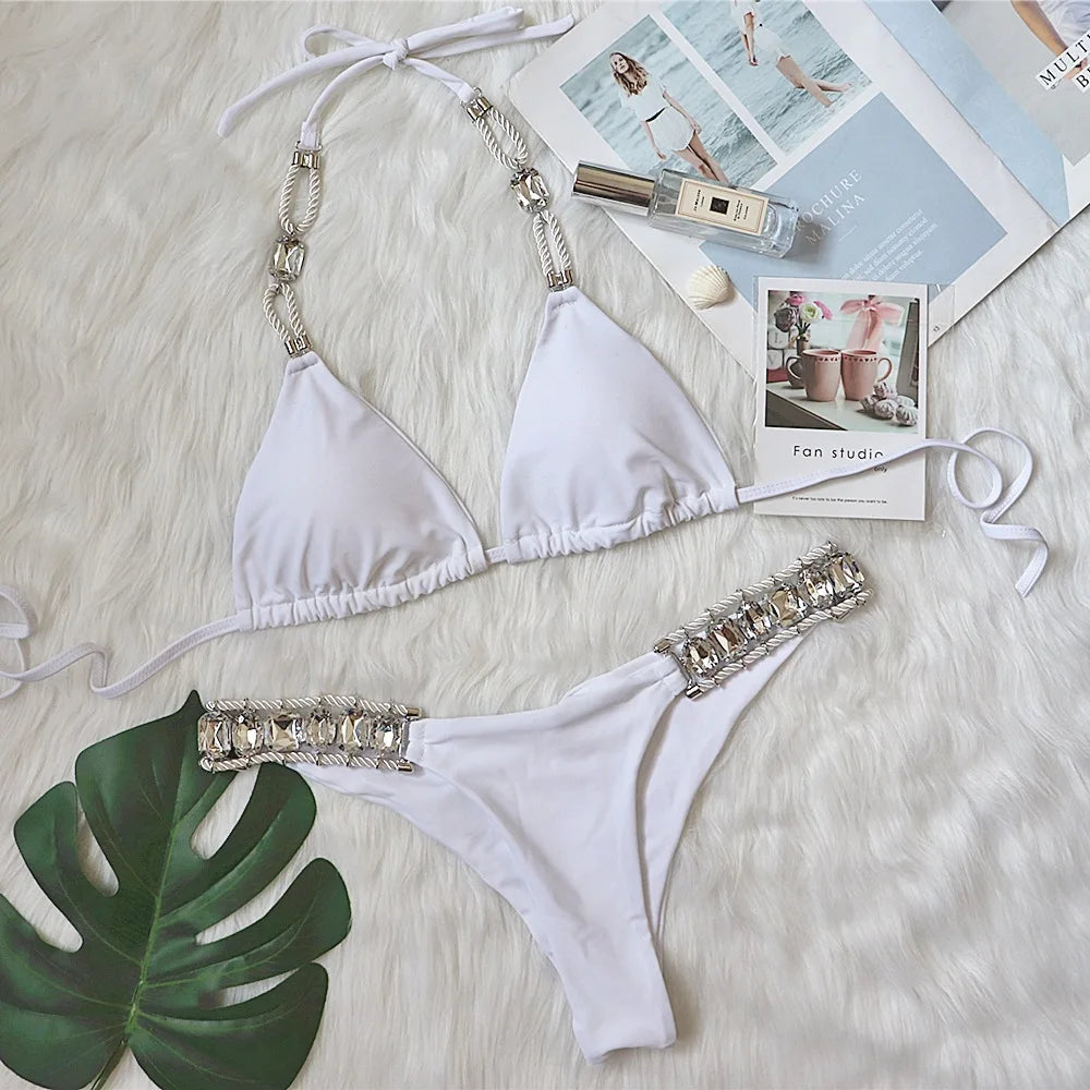Go Yaya Luxe Sexy Jewel Halter Top Swimsuit