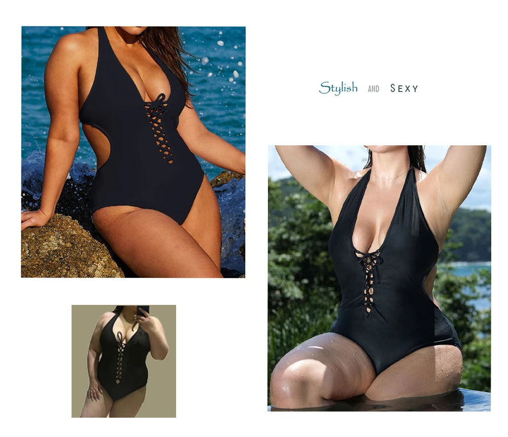 Go Piper PowerLace Curve Sexy Plus Size One Piece Swimsuit