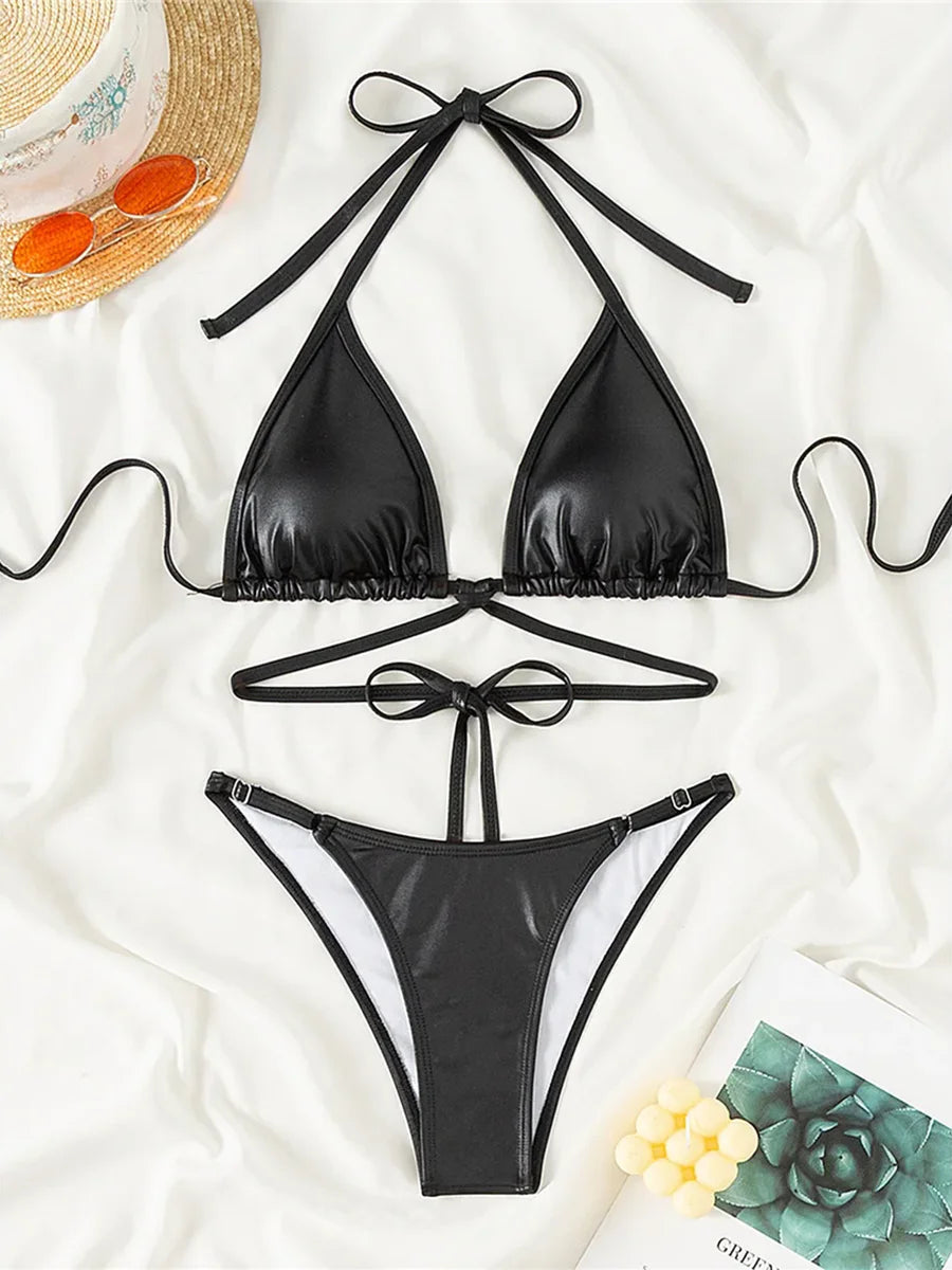 Go Bat Girl Becky – Faux Leather Dragon Vibe Bikini Set