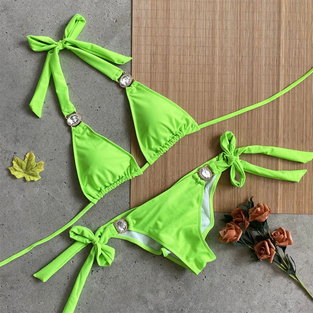Go Yaya Luxe Sexy Jewel Halter Top Swimsuit
